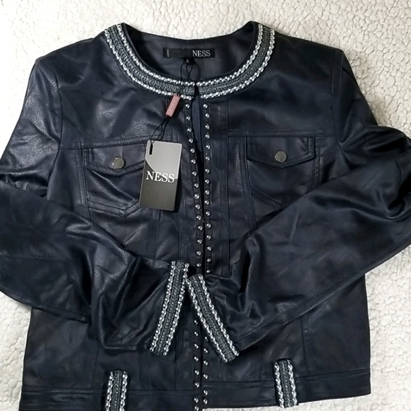 Ness Women's Faux Leather Jacket Size Small - Picture 5 of 9